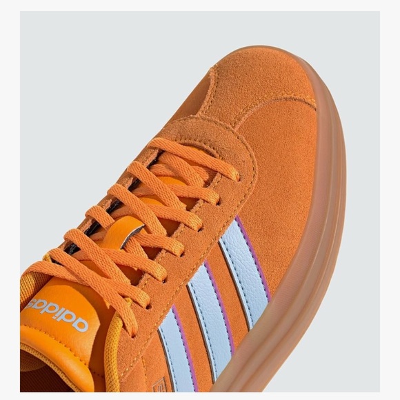 Adidas Vibrant Orange Sneakers with Purple and Blue Stripes - Picture 4 of 4